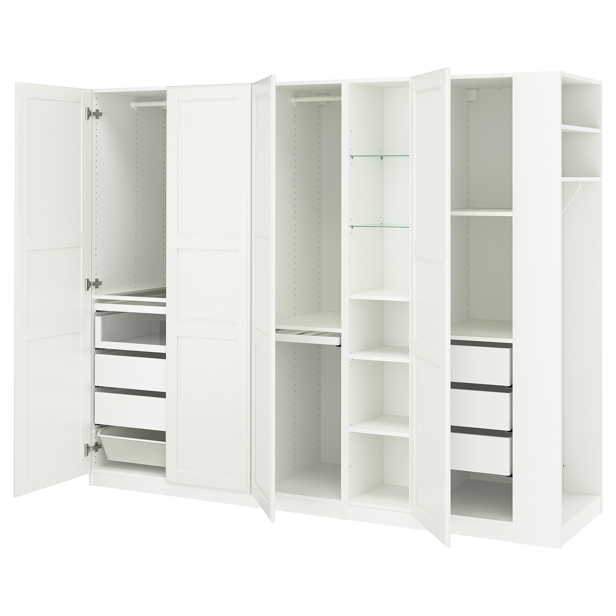 PAX / TYSSEDAL wardrobe combination, white white/white, 255x60x201 cm