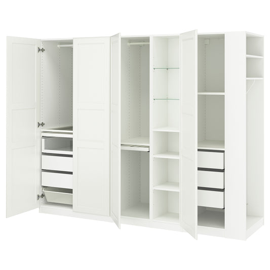 PAX / TYSSEDAL wardrobe combination, white white/white, 255x60x201 cm