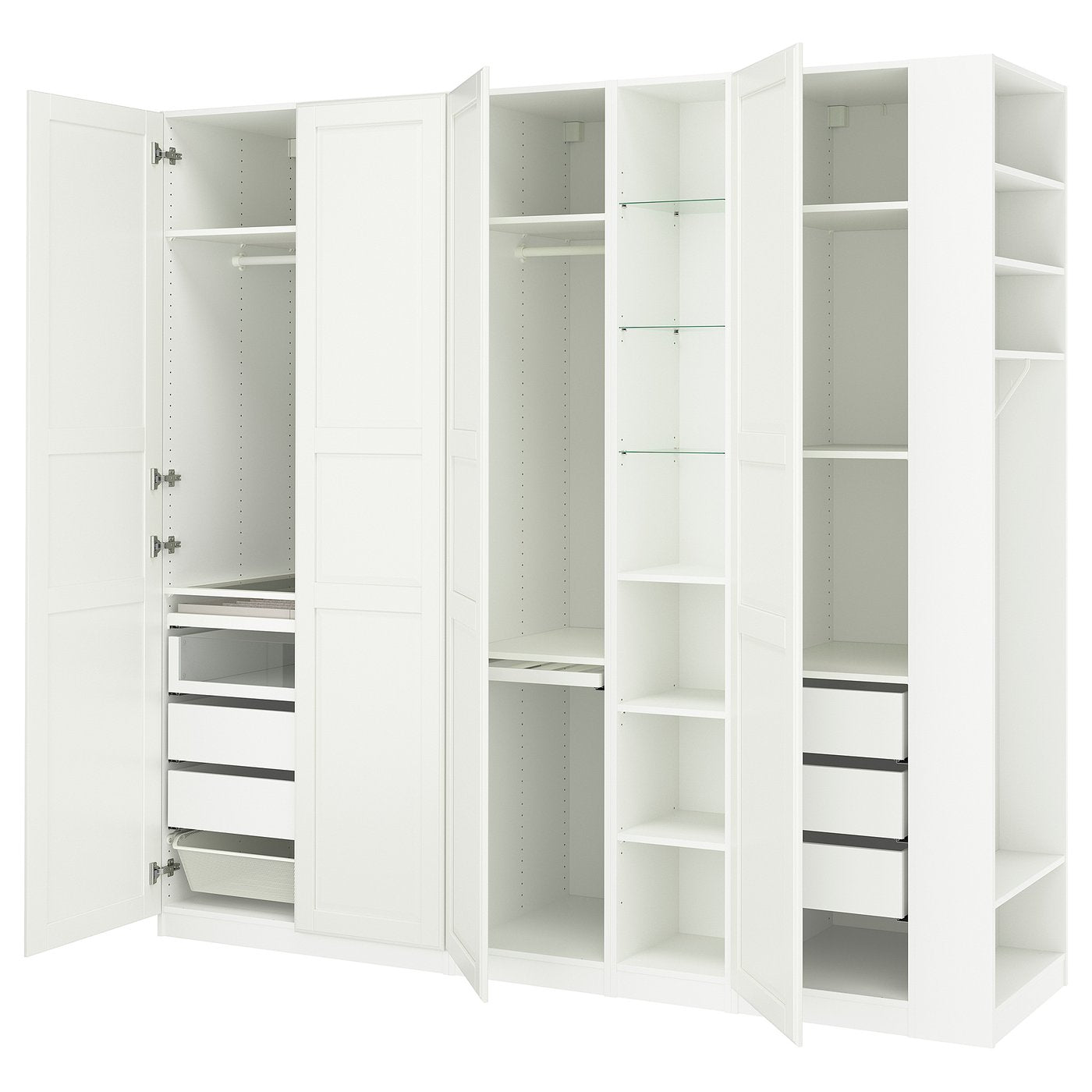 PAX / TYSSEDAL wardrobe combination, white white/white, 255x60x236 cm