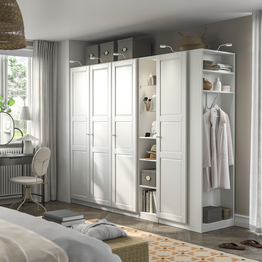 PAX / TYSSEDAL wardrobe combination, white white/white, 255x60x201 cm