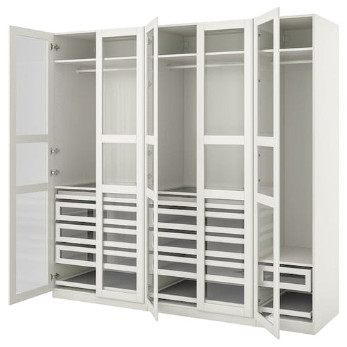 PAX / TYSSEDAL - Wardrobe combination, white/glass white,250x60x236 cm