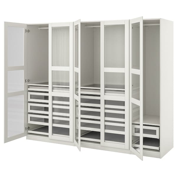 Ikea PAX / TYSSEDAL - Wardrobe combination, white/glass white,250x60x201 cm