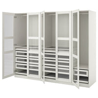 PAX / TYSSEDAL wardrobe combination, white/white glass, 250x60x201 cm