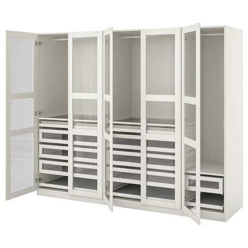 PAX / TYSSEDAL - Wardrobe combination, white/glass white,250x60x201 cm