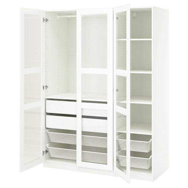 PAX / TYSSEDAL - Wardrobe combination, white/glass white,150x60x201 cm