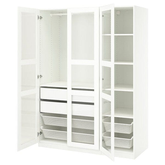 Ikea PAX / TYSSEDAL - Wardrobe combination, white/glass white,150x60x201 cm