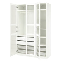 PAX / TYSSEDAL wardrobe combination, white/white glass, 150x60x236 cm
