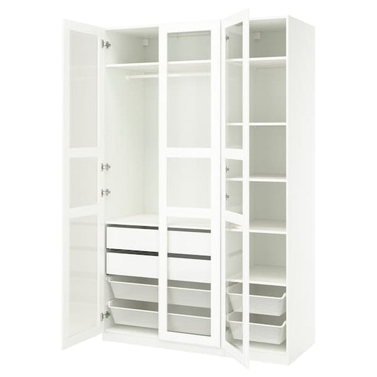 Ikea PAX / TYSSEDAL - Wardrobe combination, white/glass white,150x60x236 cm