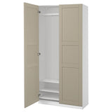 PAX / TYSSEDAL wardrobe combination, white/grey-beige, 100x38x201 cm