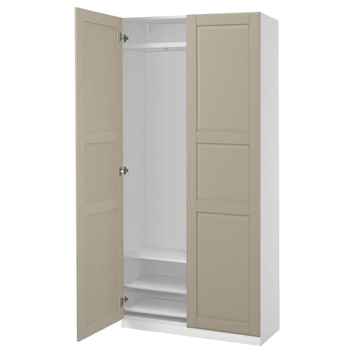 PAX / TYSSEDAL - Wardrobe combination, white/grey-beige,100x38x201 cm