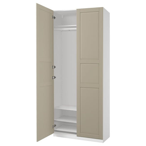 PAX / TYSSEDAL - Wardrobe combination, white/grey-beige,100x38x236 cm