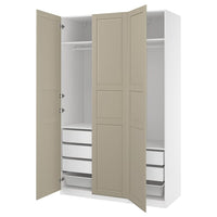 PAX / TYSSEDAL wardrobe combination, white/grey-beige, 150x60x236 cm