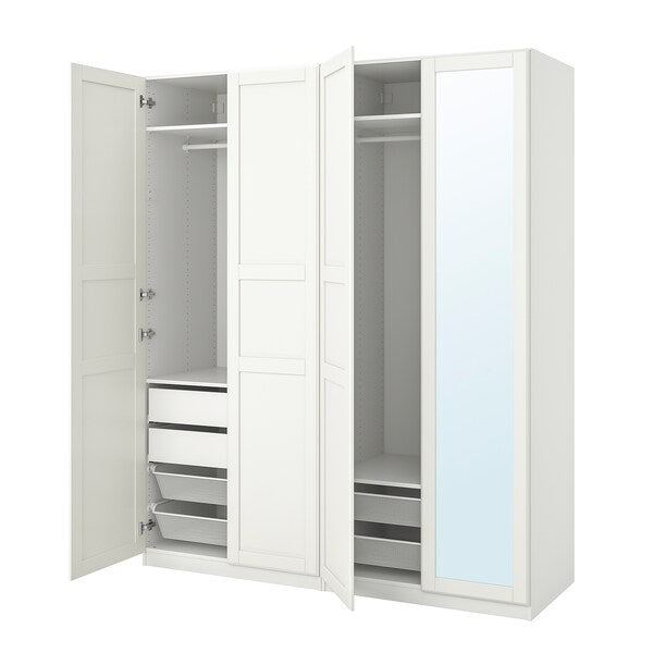 PAX / TYSSEDAL - Wardrobe combination, white/glass mirror,200x60x236 cm