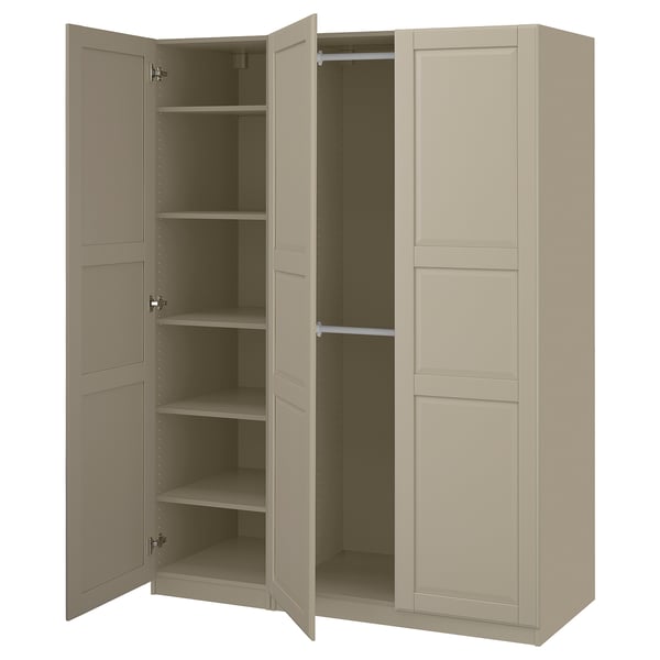 PAX / TYSSEDAL wardrobe combination, grey-beige/grey-beige, 150x58x201 cm