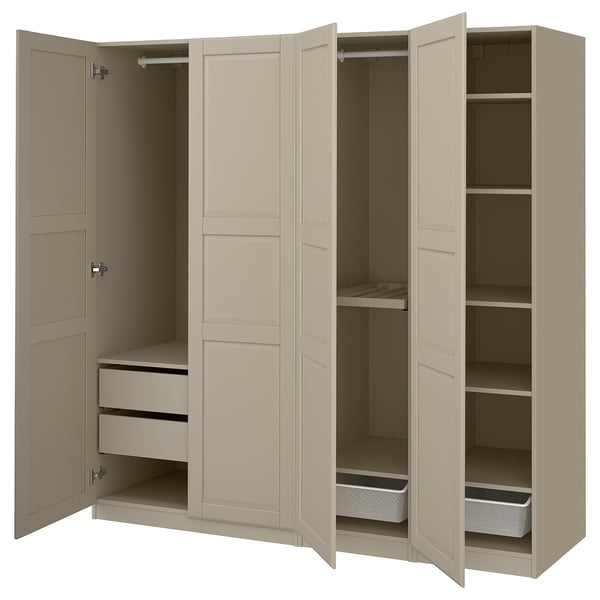PAX / TYSSEDAL - PAX / TYSSEDAL Wardrobe combination, grey-beige/grey-beige, 200x60x201 cm