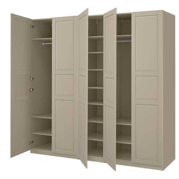 PAX / TYSSEDAL - Wardrobe combination, gray-beige/grey-beige,250x60x236 cm