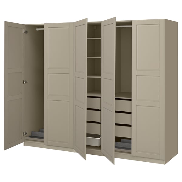 PAX / TYSSEDAL - PAX / TYSSEDAL Wardrobe combination, grey-beige/grey-beige, 250x58x201 cm