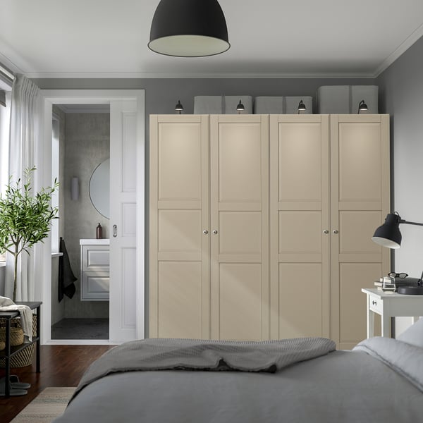 PAX / TYSSEDAL wardrobe combination, grey-beige/grey-beige, 200x60x201 cm