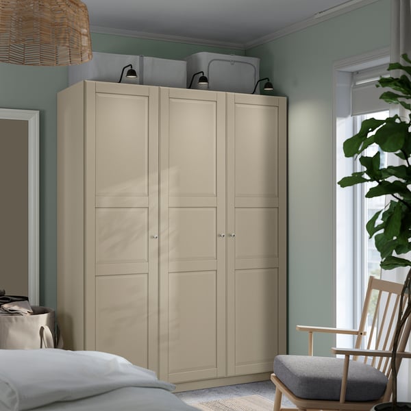 PAX / TYSSEDAL Wardrobe combination, grey-beige/grey-beige, 150x58x201 cm
