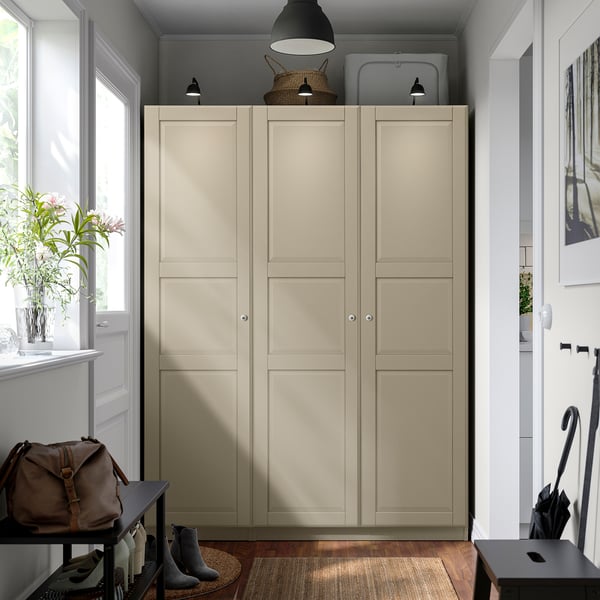 PAX / TYSSEDAL wardrobe combination, grey-beige/grey-beige, 150x58x201 cm