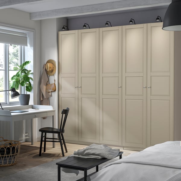 PAX / TYSSEDAL wardrobe combination, grey-beige/grey-beige, 250x58x236 cm