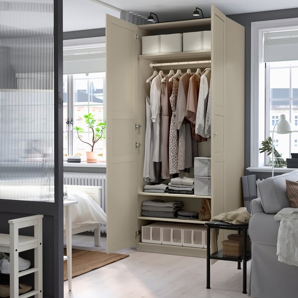PAX / TYSSEDAL wardrobe combination, grey-beige/grey-beige, 100x60x236 cm
