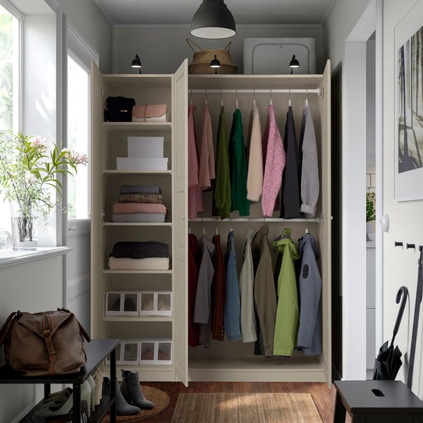 PAX / TYSSEDAL wardrobe combination, grey-beige/grey-beige, 150x58x201 cm