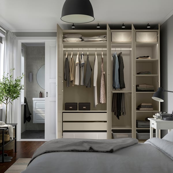 PAX / TYSSEDAL wardrobe combination, grey-beige/grey-beige, 200x60x236 cm