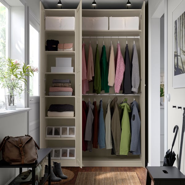 PAX / TYSSEDAL wardrobe combination, grey-beige/grey-beige, 150x58x236 cm