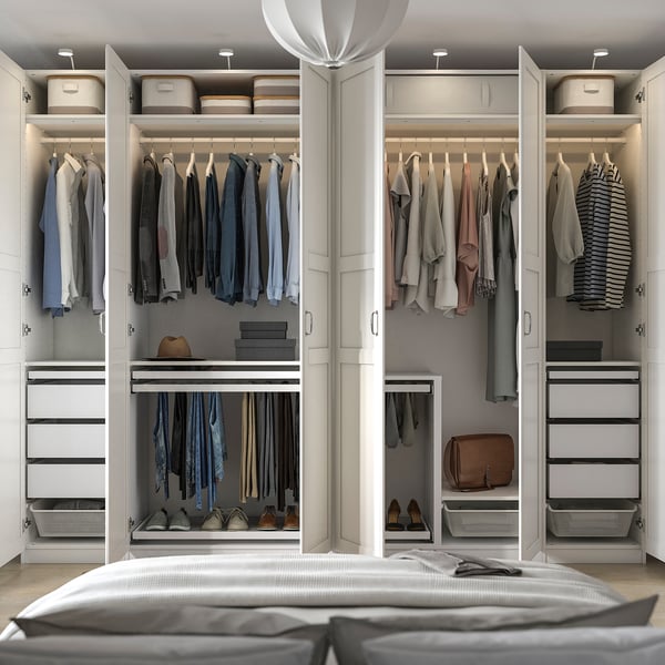 PAX / TYSSEDAL wardrobe combination, white/white, 300x60x236 cm