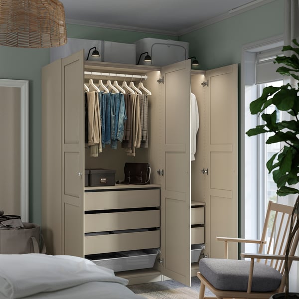 PAX / TYSSEDAL wardrobe combination, grey-beige/grey-beige, 150x60x201 cm