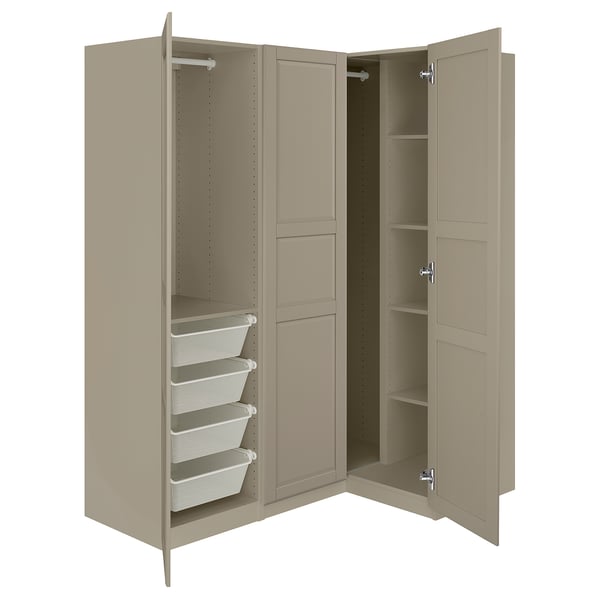 PAX / TYSSEDAL corner wardrobe, grey-beige/grey-beige, 161/111x201 cm