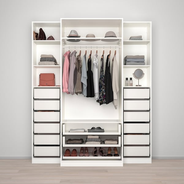 PAX / TYSSEDAL - Wardrobe, white/glass white,200x60x236 cm