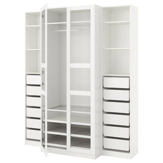 Ikea PAX / TYSSEDAL - Wardrobe, white/glass white,200x60x236 cm