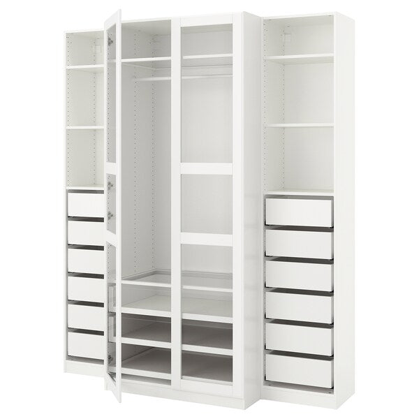 PAX / TYSSEDAL - Wardrobe, white/glass white,200x60x236 cm