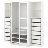 PAX / TYSSEDAL wardrobe, white/white glass, 200x60x201 cm