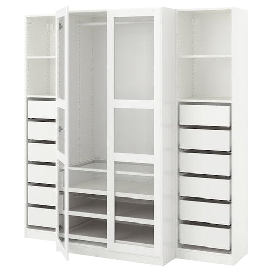 Ikea PAX / TYSSEDAL - Wardrobe, white/glass white,200x60x201 cm