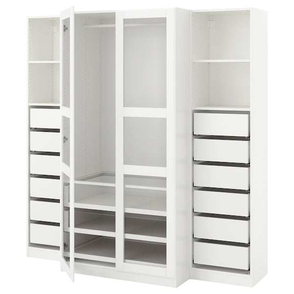 PAX / TYSSEDAL - Wardrobe, white/glass white,200x60x201 cm