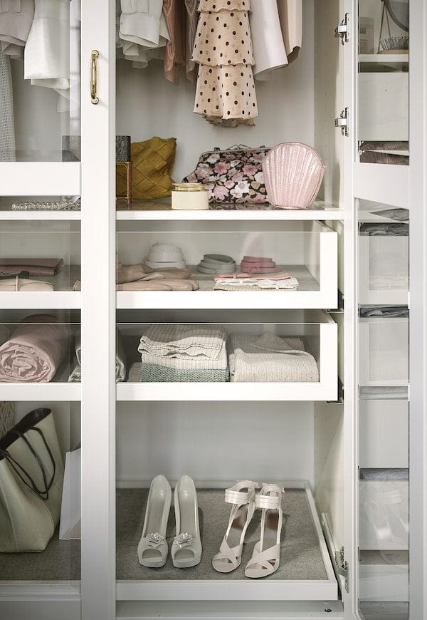 Ikea PAX / TYSSEDAL - Wardrobe, white/glass white,200x60x236 cm