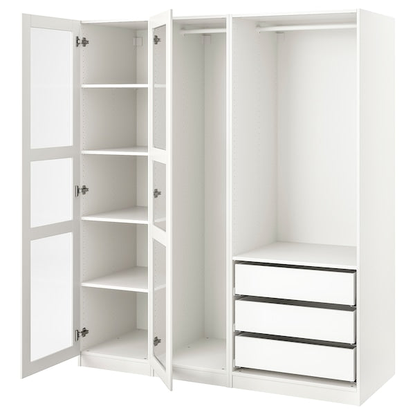 PAX / TYSSEDAL - Wardrobe, white/glass white,175x60x201 cm