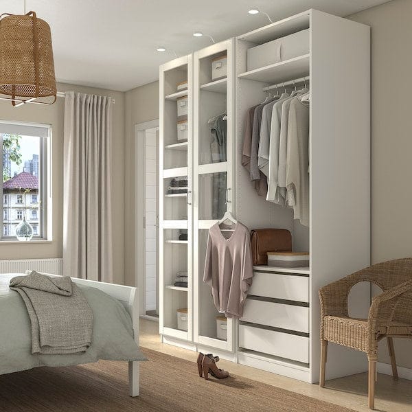 Ikea PAX / TYSSEDAL - Wardrobe, white/glass white,175x58x236 cm