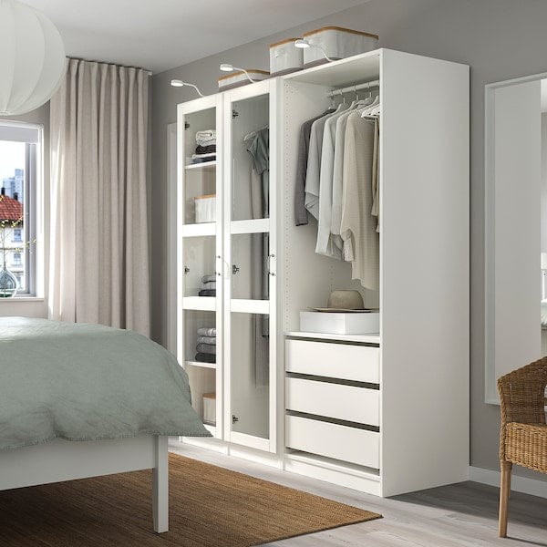 Ikea PAX / TYSSEDAL - Wardrobe, white/glass white,175x60x201 cm