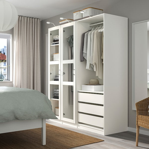 PAX / TYSSEDAL - Wardrobe, white/glass white,175x60x201 cm