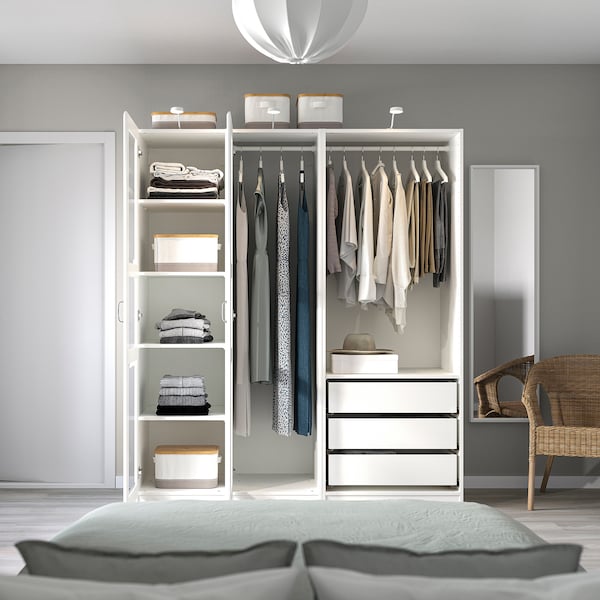 PAX / TYSSEDAL - Wardrobe, white/glass white,175x60x201 cm