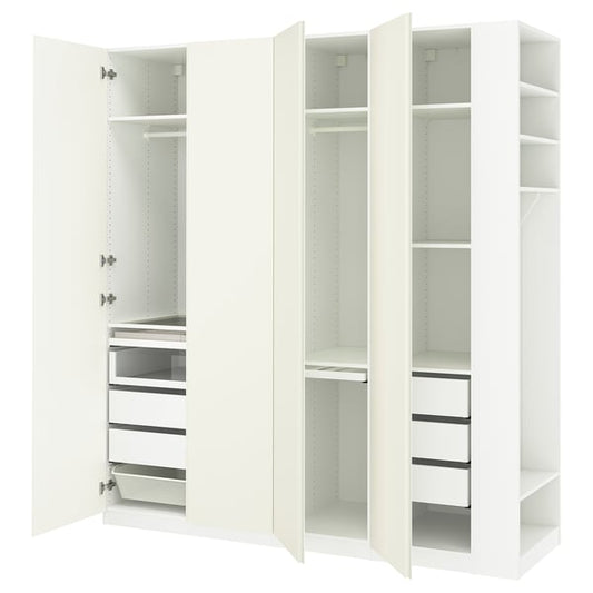 PAX / VIKANES wardrobe combination, white white/white, 220x60x236 cm Wardrobe combination, white white/white,220x60x236 cm