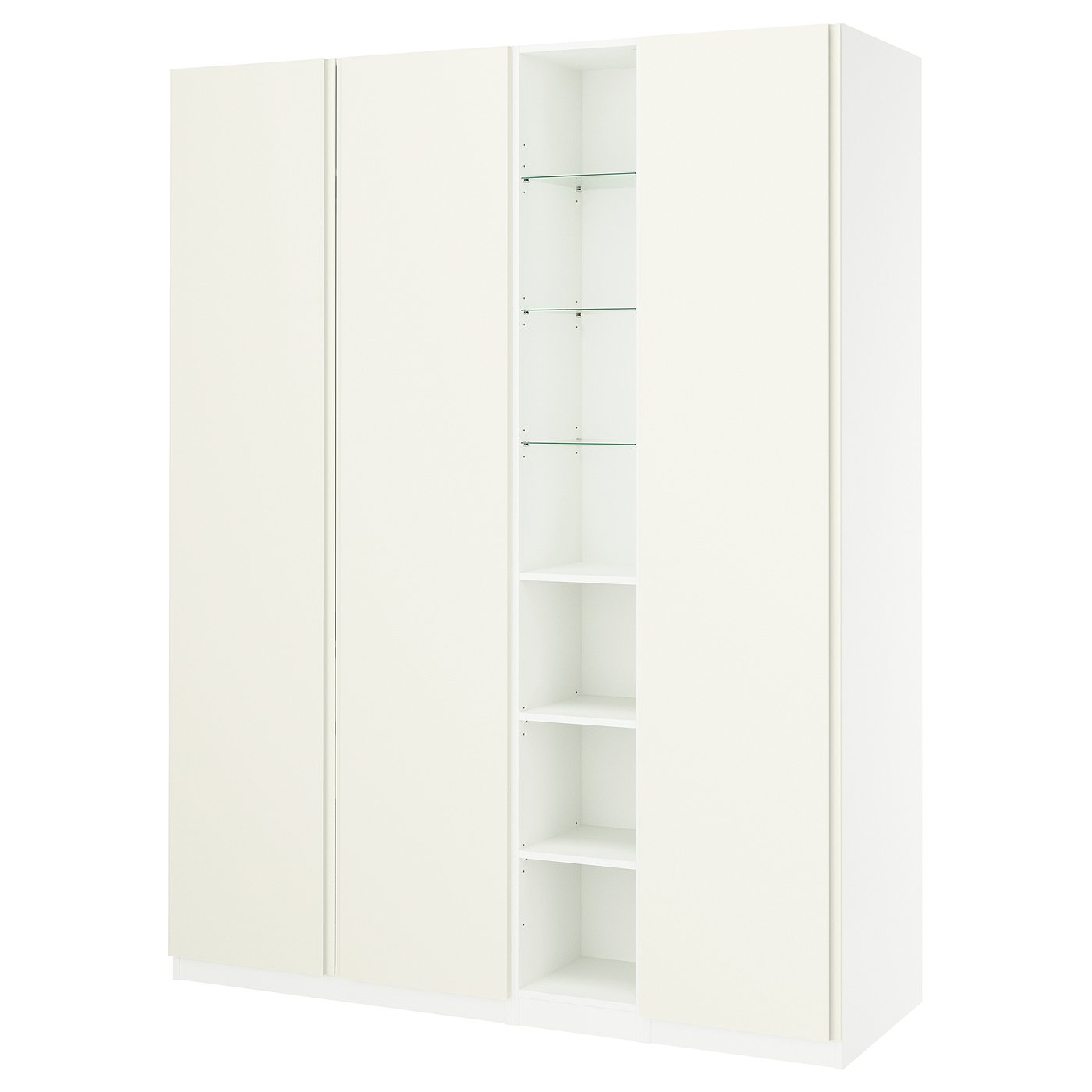 PAX / VIKANES wardrobe combination, white white/white, 185.0x236.4x60.0 cm