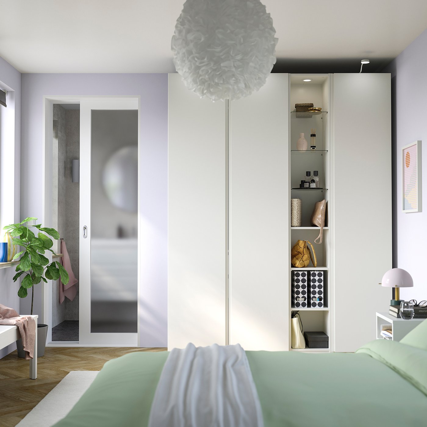 PAX / VIKANES wardrobe combination, white white/white, 185.0x236.4x60.0 cm