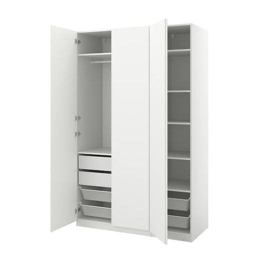 PAX / VIKANES - Wardrobe combination, white/white,150x60x236 cm