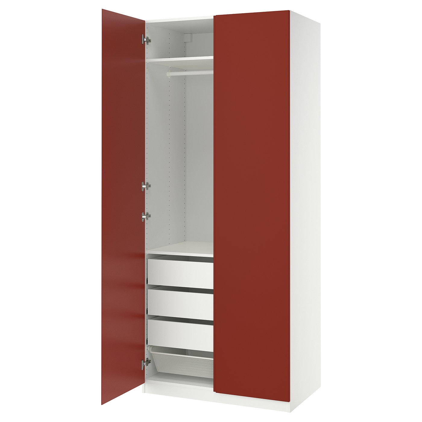 PAX / VIKANES wardrobe combination, white/red-brown, 100x60x236 cm