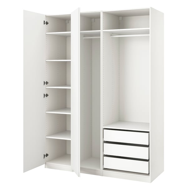 PAX / VIKANES wardrobe, white/white, 175x60x236 cm